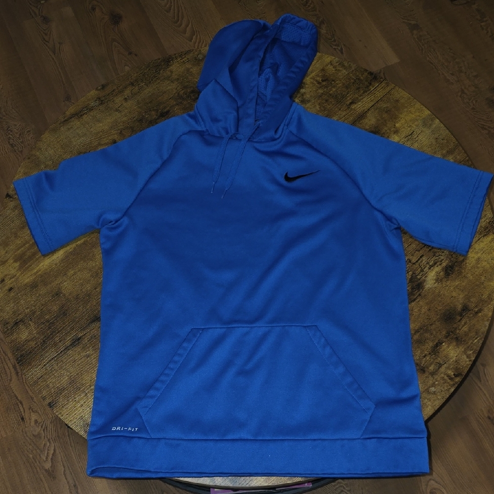 Nike Blue Short Sleeve Hoodie Dri Fit